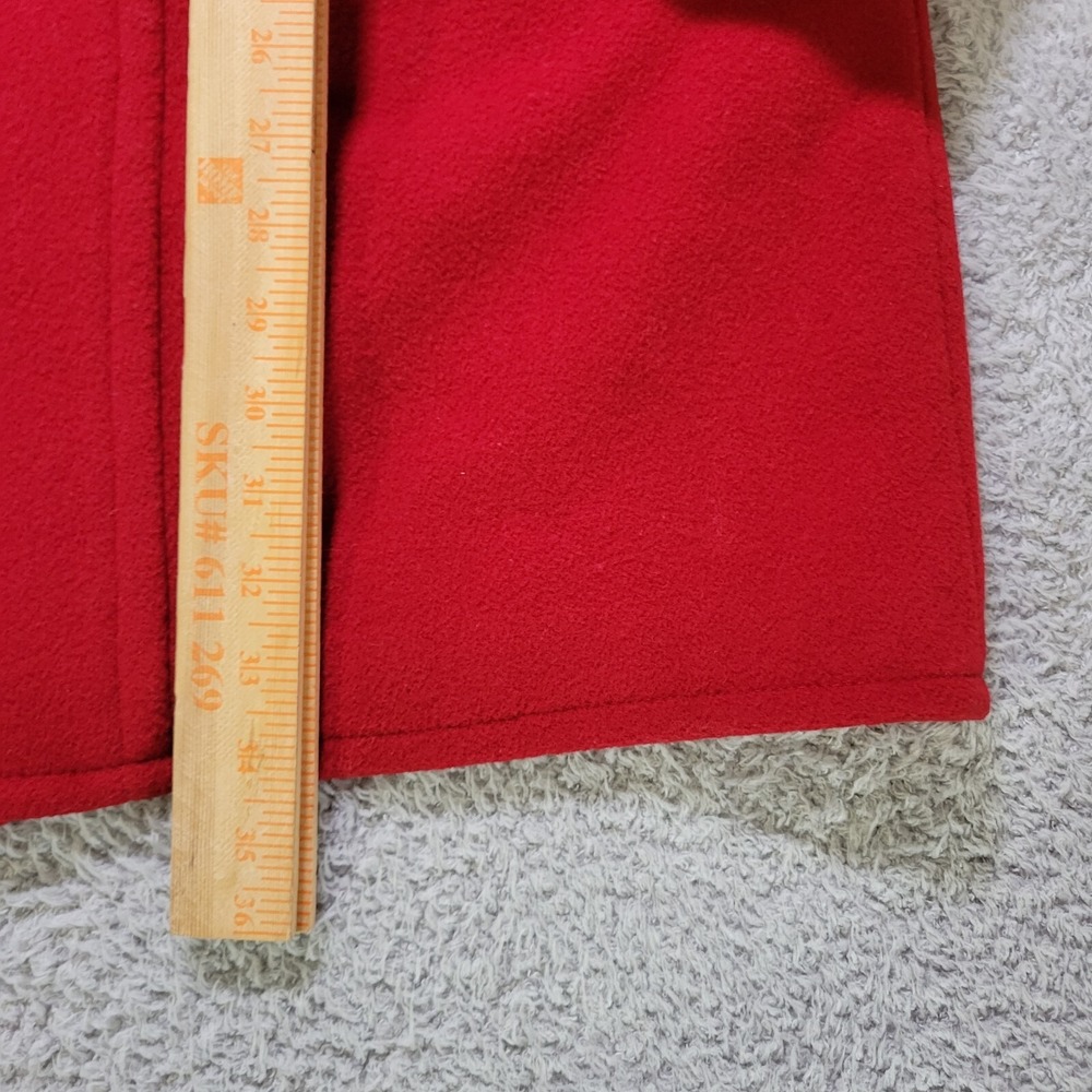 Vintage LL‎ Bean Wool Coat Womens 14 Red Long Coat Double Breast Classic Jacket - Picture 4 of 9